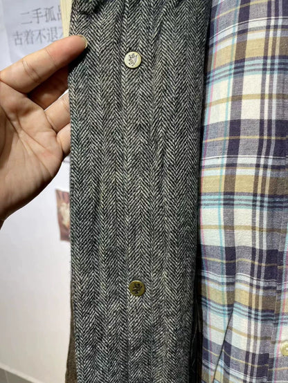 Stylish Gray Herringbone Wool Coat