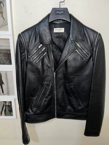 Saint Laurent Black Five-Zip Leather Jacket