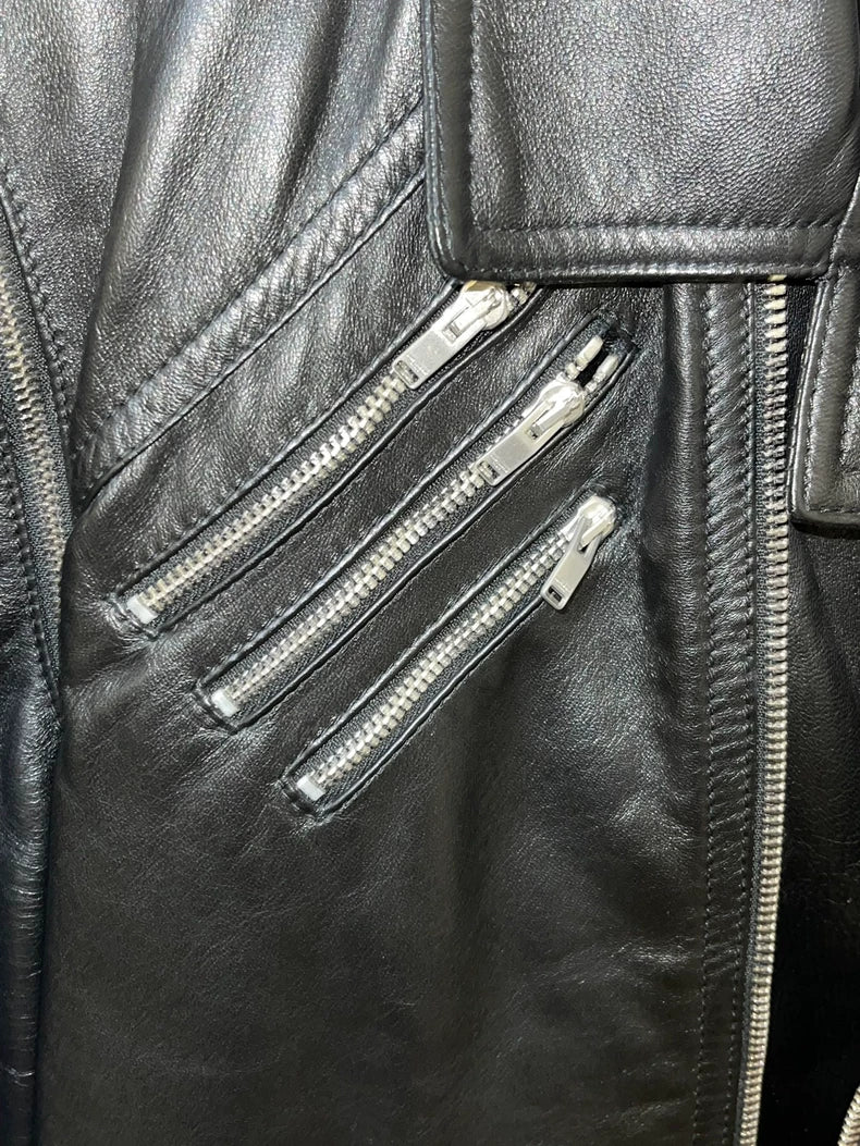 Saint Laurent Black Five-Zip Leather Jacket