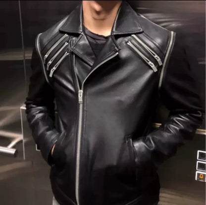 Saint Laurent Black Five-Zip Leather Jacket