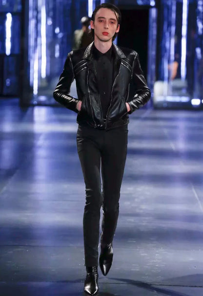 Saint Laurent Black Five-Zip Leather Jacket