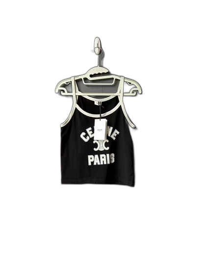 Celine Black Paris Logo Tank Top