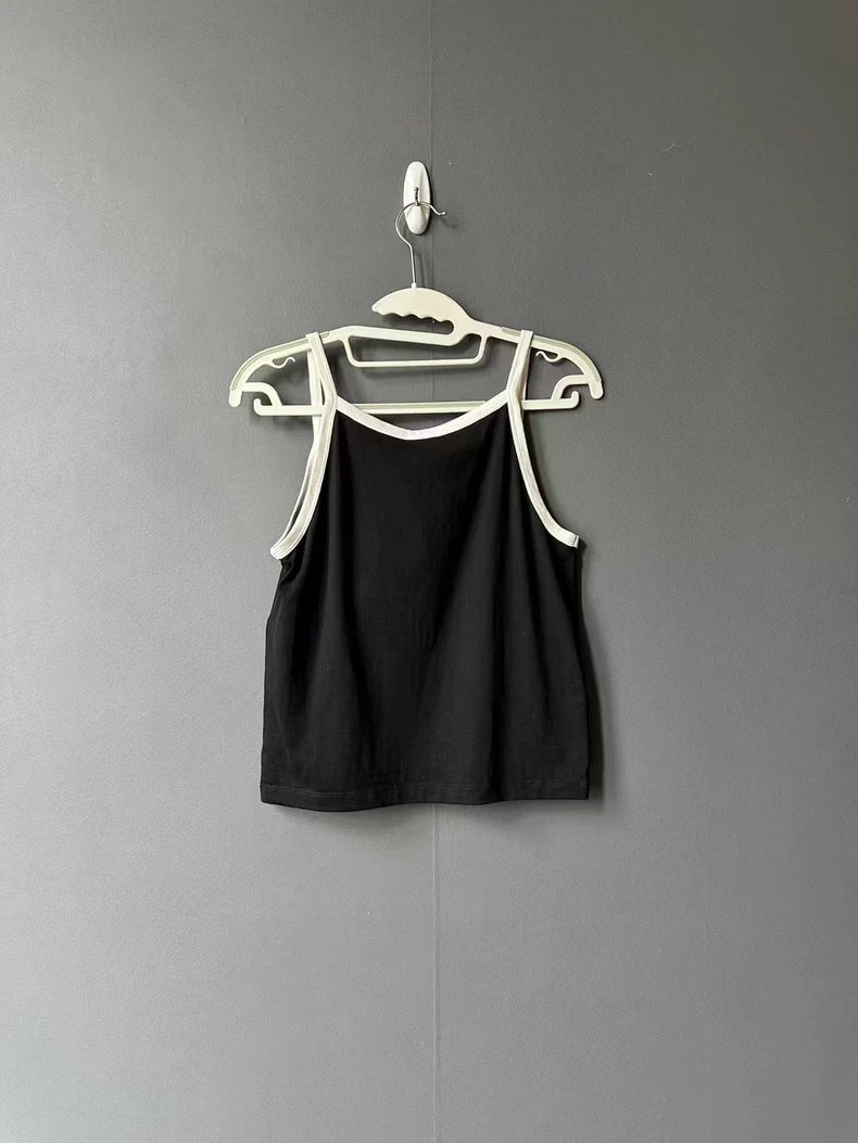 Celine Black Paris Logo Tank Top