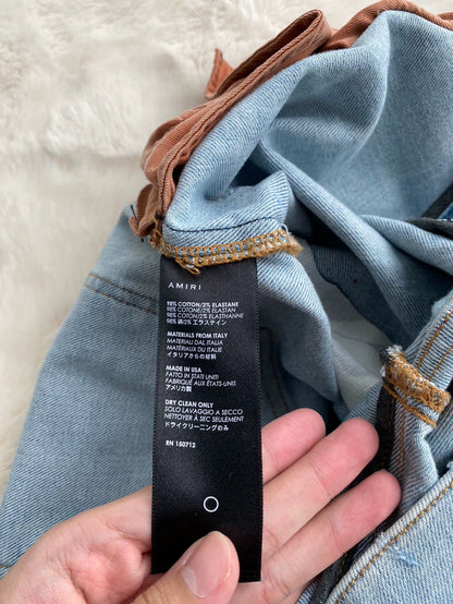 Amiri Distressed Blue Patchwork Jeans