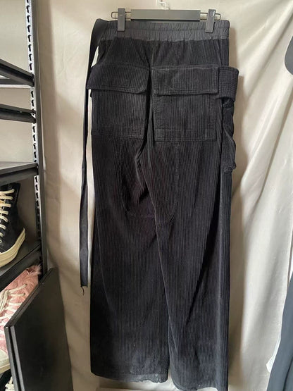 Black Wide-Leg Corduroy Pants