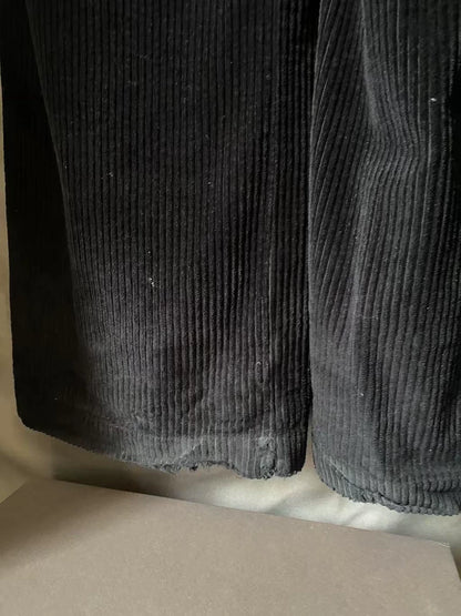 Black Wide-Leg Corduroy Pants