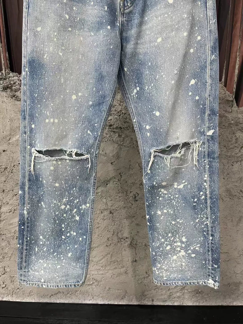 Celine Paint Splatter Denim Pants
