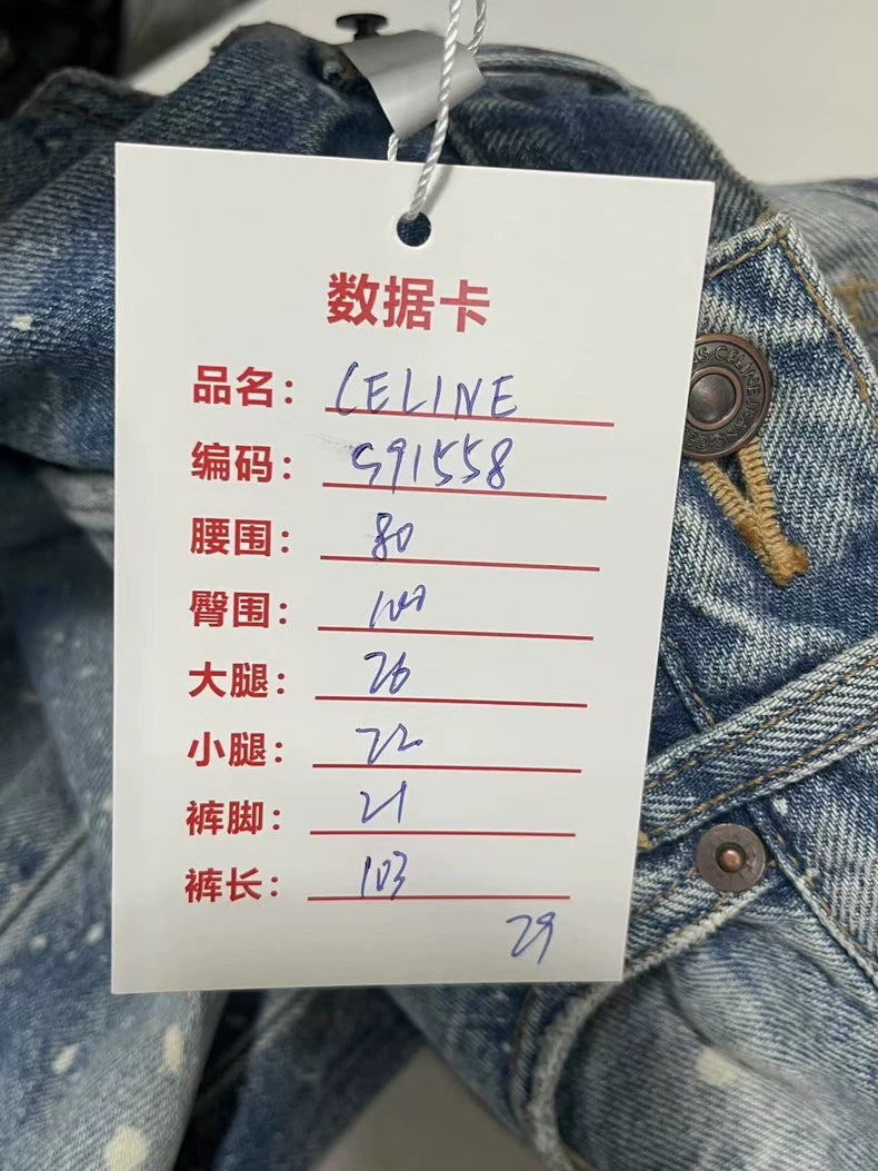 Celine Paint Splatter Denim Pants