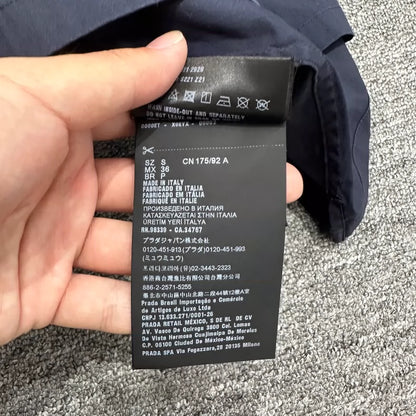 Prada Logo Zip Shirt in Navy Blue