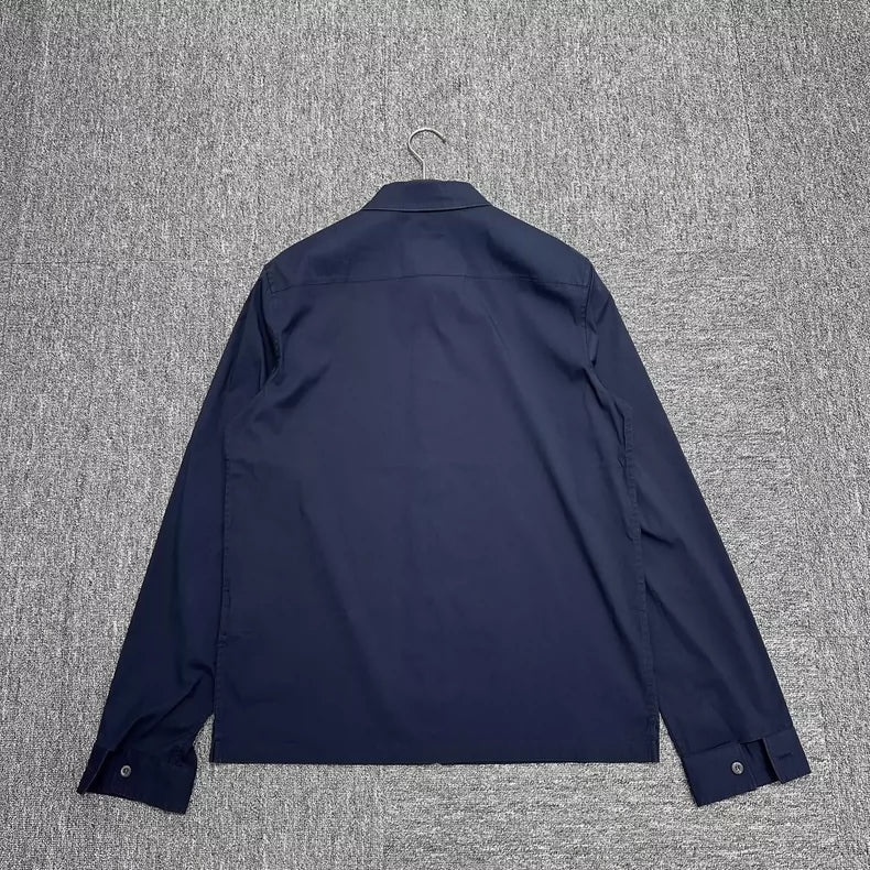 Prada Logo Zip Shirt in Navy Blue