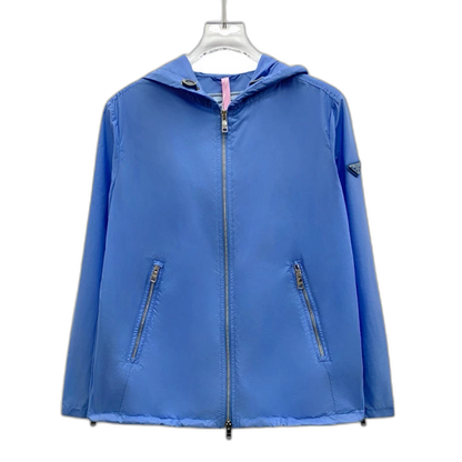 Prada Blue Hooded Jacket with Triangle Logo