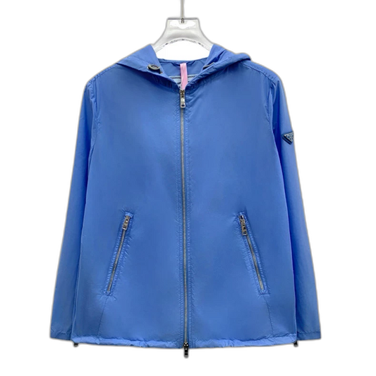 Prada Blue Hooded Jacket with Triangle Logo