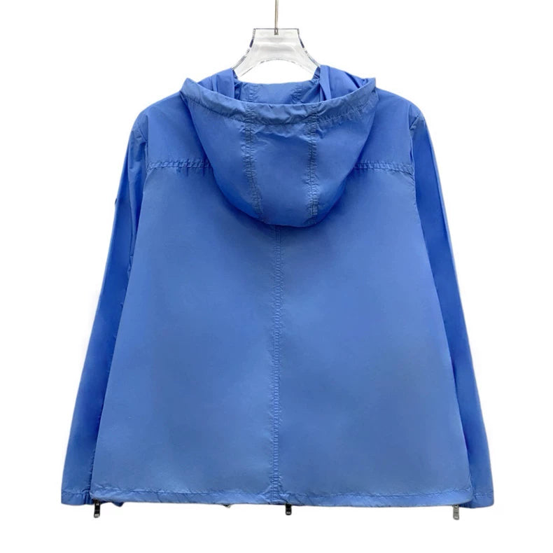 Prada Blue Hooded Jacket with Triangle Logo
