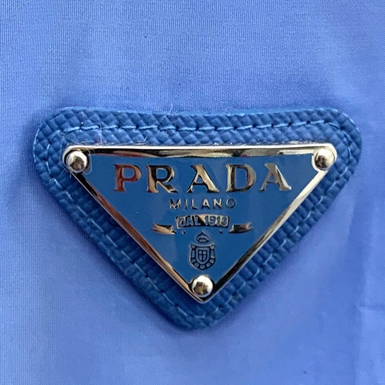 Prada Blue Hooded Jacket with Triangle Logo