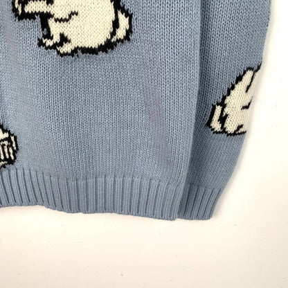 Prada Blue Rabbit Pattern Knit Sweater