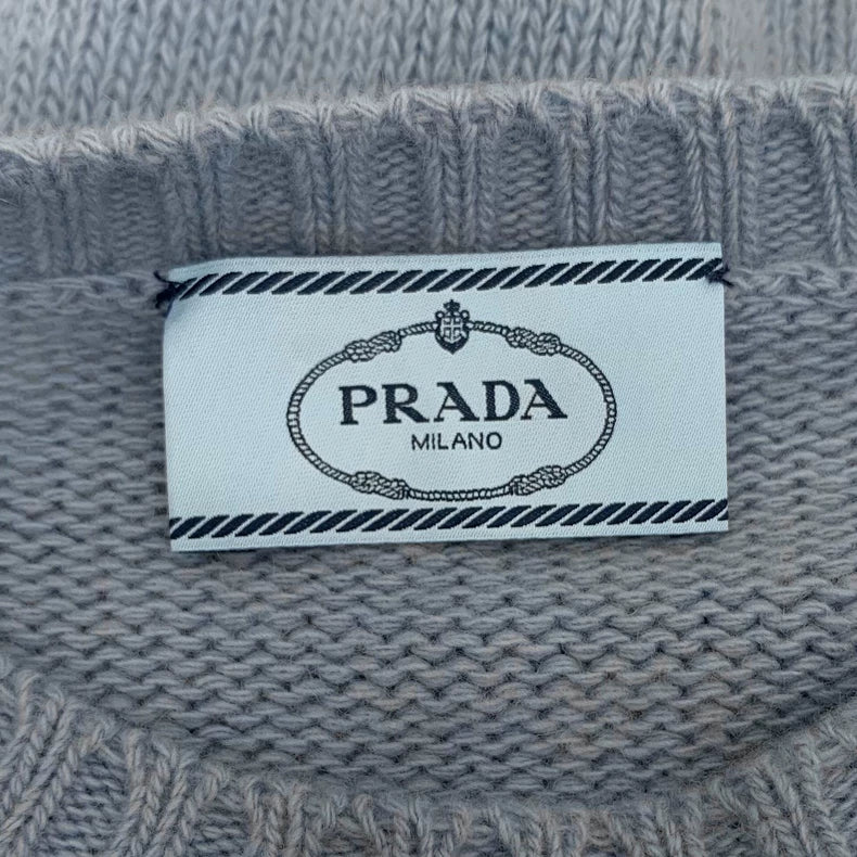 Prada Blue Rabbit Pattern Knit Sweater