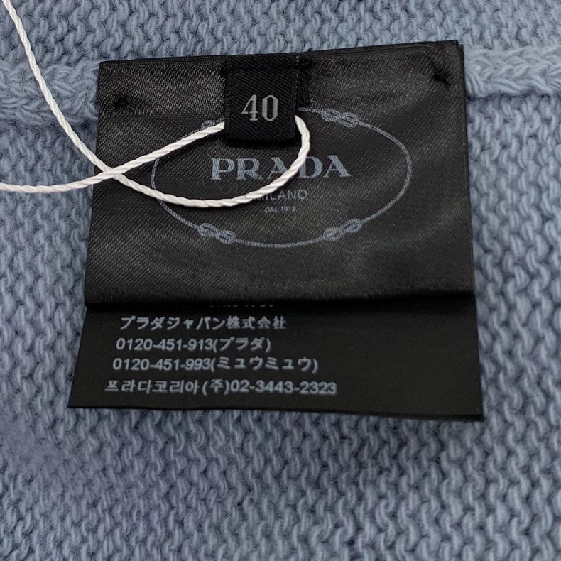 Prada Blue Rabbit Pattern Knit Sweater