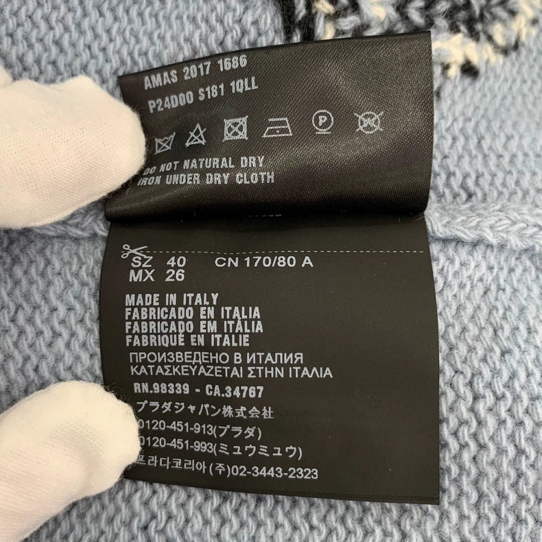Prada Blue Rabbit Pattern Knit Sweater