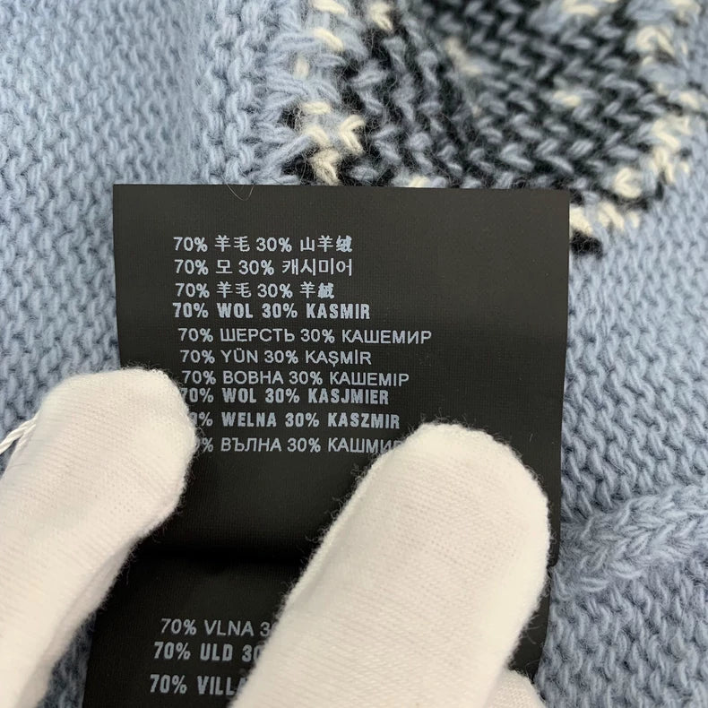 Prada Blue Rabbit Pattern Knit Sweater