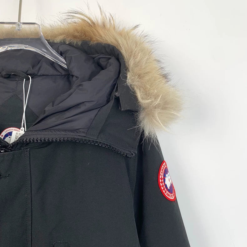 Canada Goose Black Hooded Parka with Fur Trim