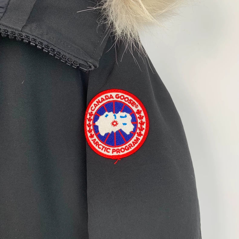 Canada Goose Black Hooded Parka with Fur Trim