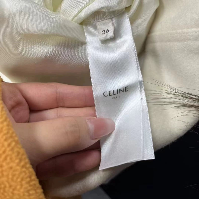 Celine White Wool Double-Breasted Short Coat