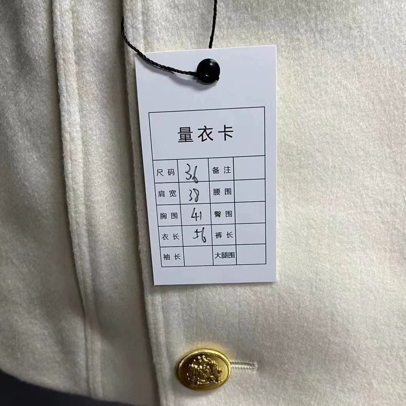 Celine White Wool Double-Breasted Short Coat