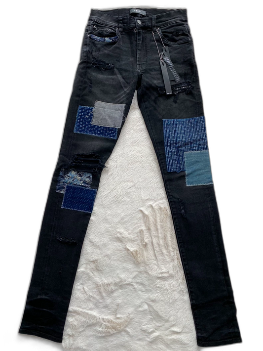 Amiri Black Patchwork Denim Pants