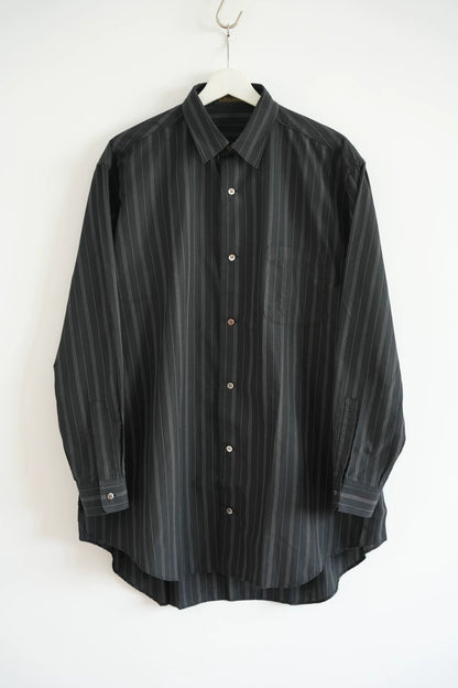 Yohji Yamamoto 90s Black Gray Striped Shirt