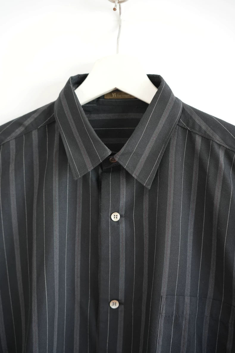 Yohji Yamamoto 90s Black Gray Striped Shirt
