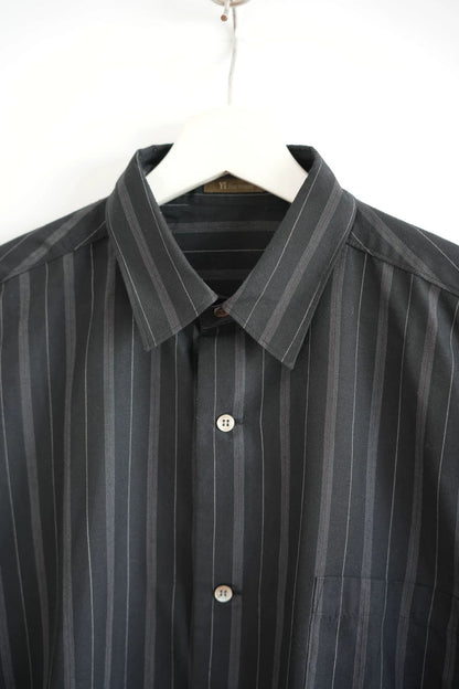 Yohji Yamamoto 90s Black Gray Striped Shirt