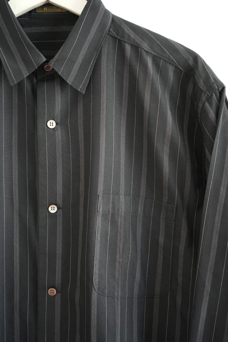 Yohji Yamamoto 90s Black Gray Striped Shirt