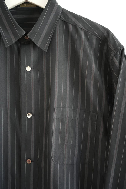 Yohji Yamamoto 90s Black Gray Striped Shirt