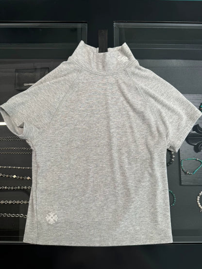 Chrome Hearts Gray Mock Neck Embroidered Top-yf
