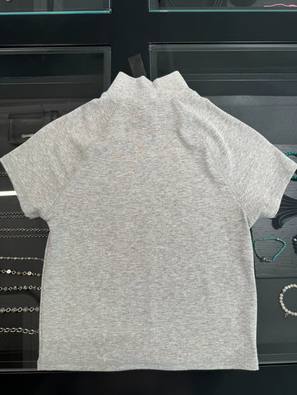 Chrome Hearts Gray Mock Neck Embroidered Top-yf