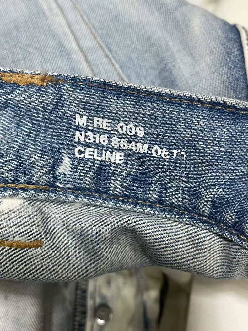 Celine Blue White Washed Denim Pants