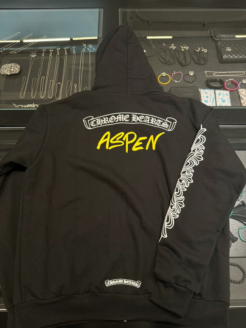 Chrome Hearts Black Aspen Zip Hoodie-yf