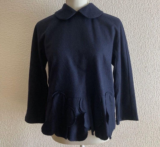 Comme des garçons cdg dark blue flower hem top shirt - DMC