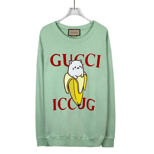 Gucci Green Logo Print Long Sleeve Sweatshirt