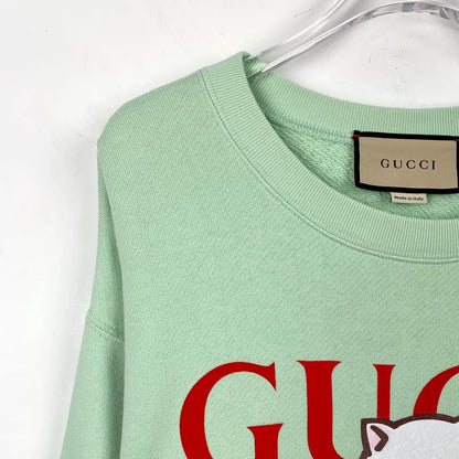 Gucci Green Logo Print Long Sleeve Sweatshirt