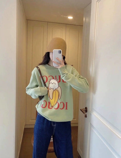 Gucci Green Logo Print Long Sleeve Sweatshirt