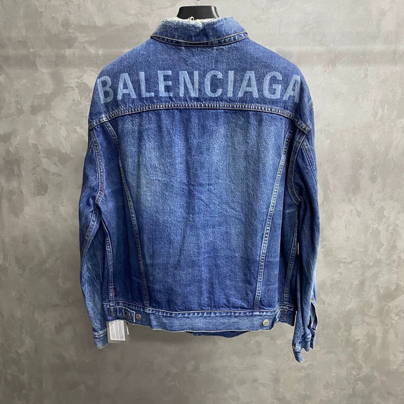 Balenciaga Blue Logo Denim Jacket