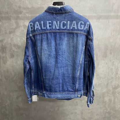 Balenciaga Blue Logo Denim Jacket