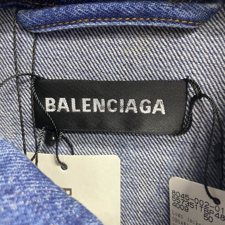 Balenciaga Blue Logo Denim Jacket