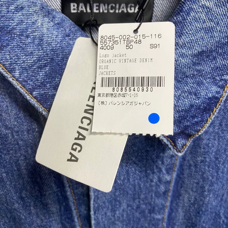 Balenciaga Blue Logo Denim Jacket