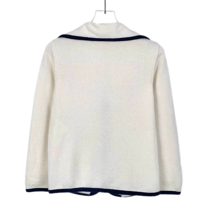 Celine Cream Cashmere Cardigan with Collar