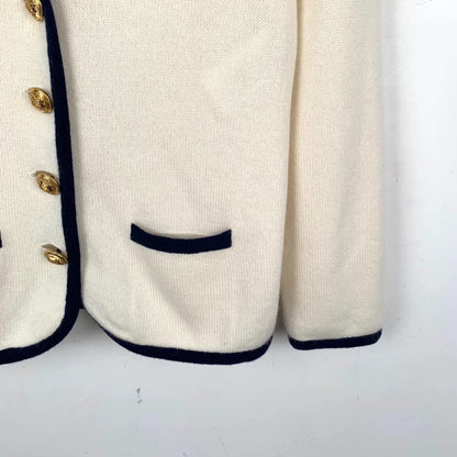Celine Cream Cashmere Cardigan with Collar