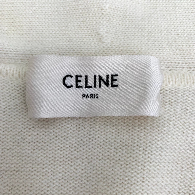Celine Cream Cashmere Cardigan with Collar
