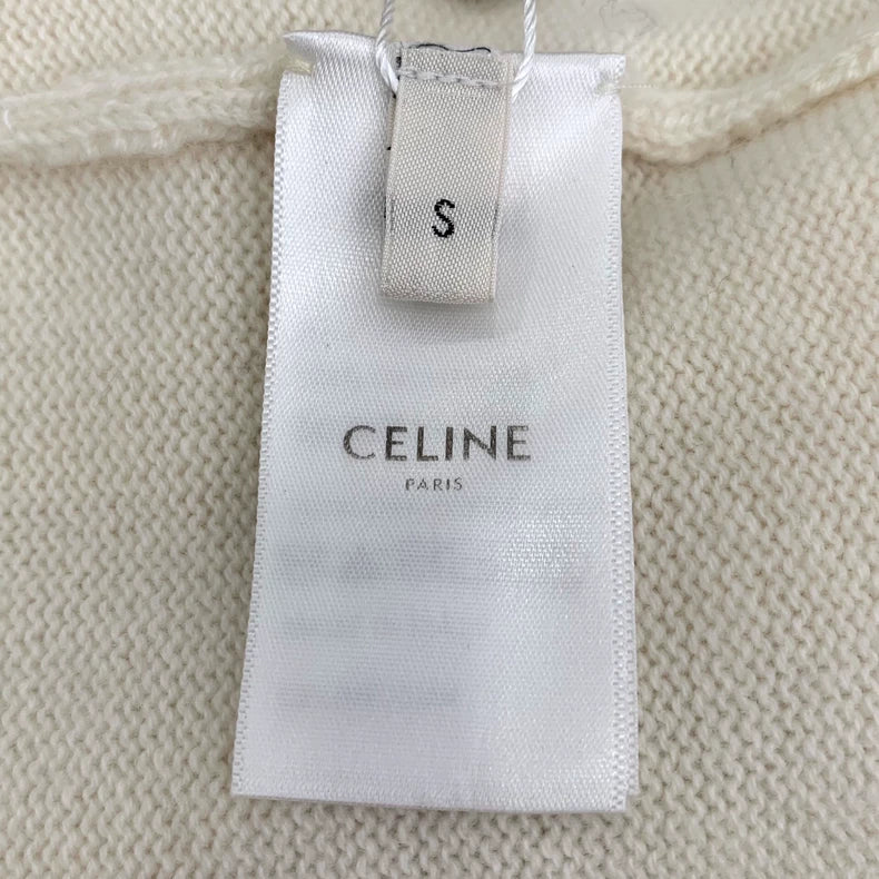 Celine Cream Cashmere Cardigan with Collar