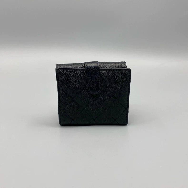 Chanel Black Gold Short Folded Wallet